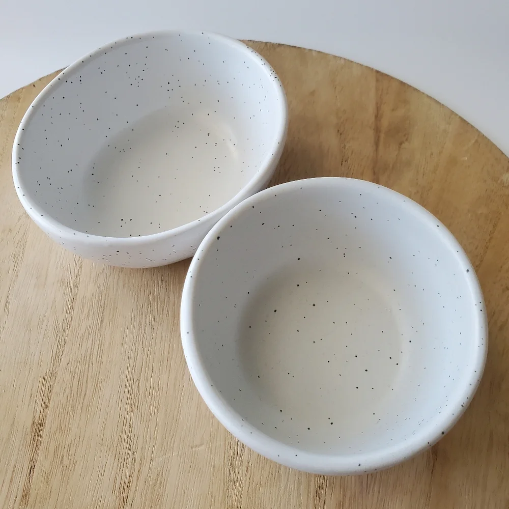 NEW Threshold Minimalist Speckled Organic Shape Oval Round Small Dipping Bowls
